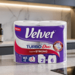 Kvalita, která má místo v každé kuchyni: Nové papírové utěrky Velvet Turbo Duo získaly ocenění Volba spotřebitelů